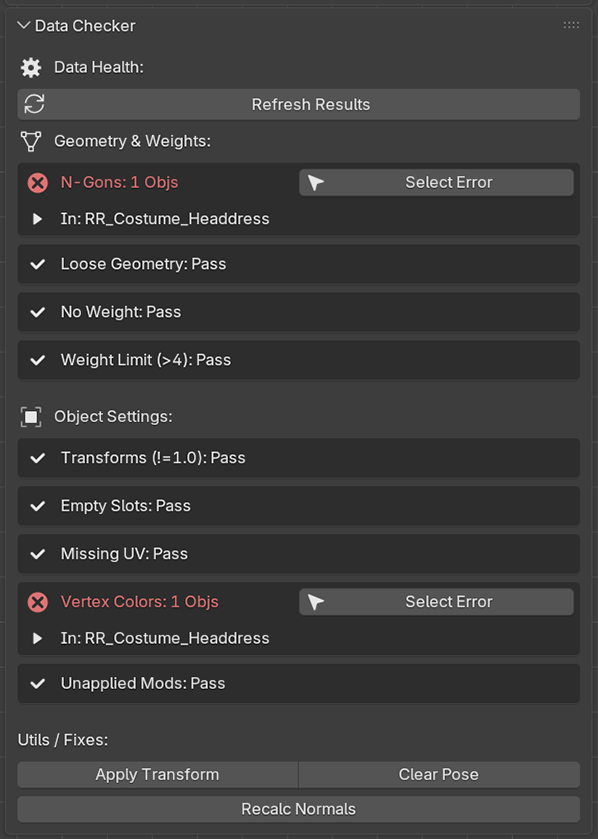Data Checker Panel